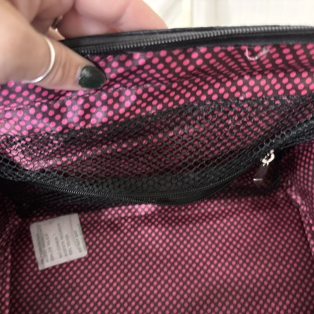 Caboodles Envy Large Black Travel Makeup Case Doctor's Bag Pink Polka Dot Lining